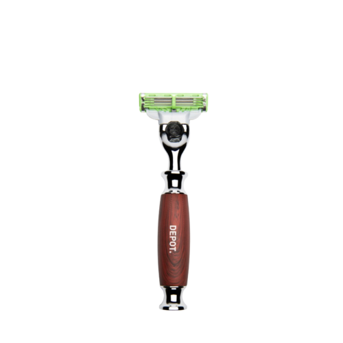 depot wood & steel luxury home razor for 3 blades